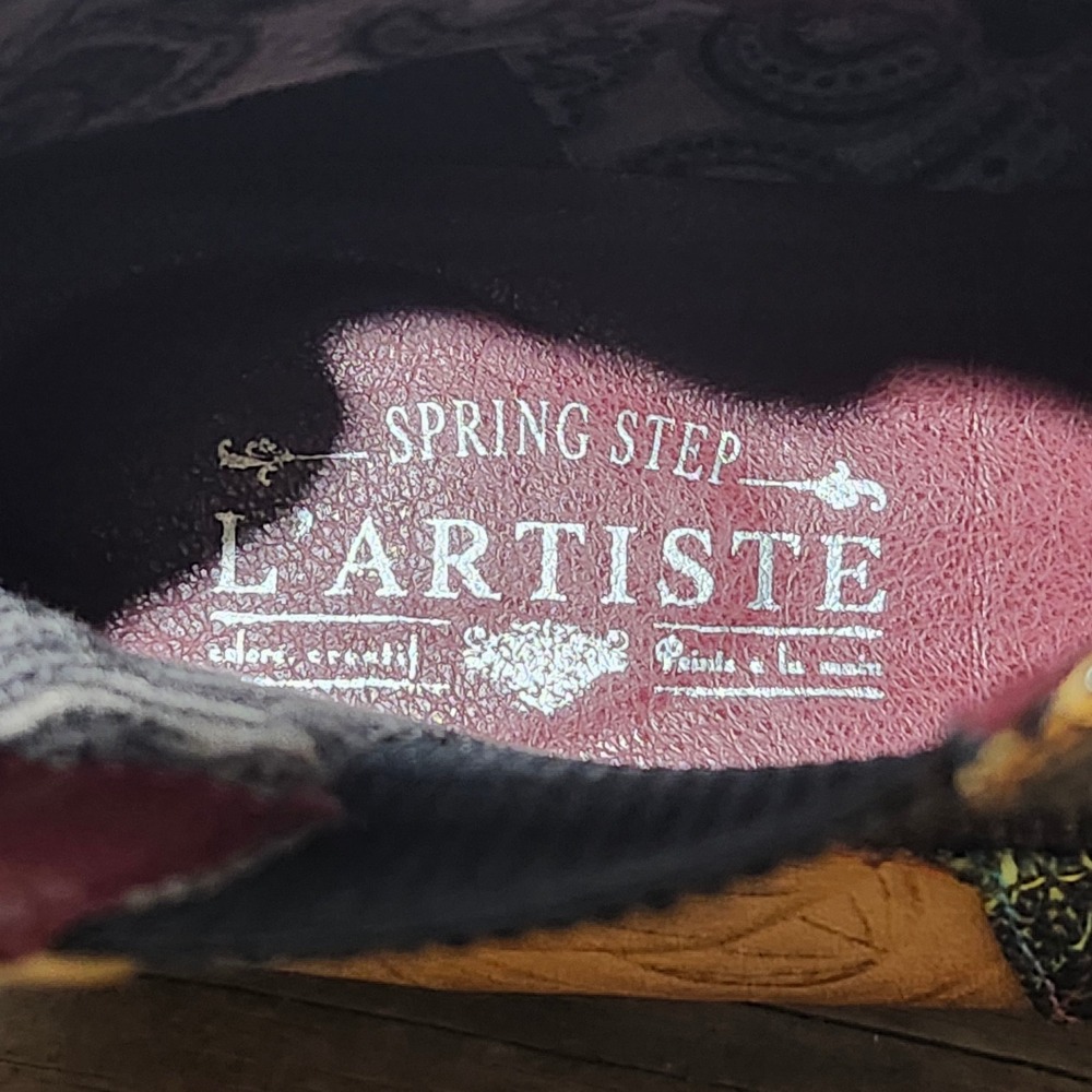 L'Artiste Spring Step Woodland Leather Leaf Ankle Boot Camel  Women 40 Art Boho - Picture 6 of 13